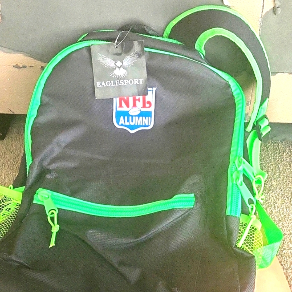 Rare NWT NFL Alumni Backpack Seahawks or Eagles Colors Black Green